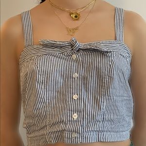 Brandy Melville blue and white pinstripe top